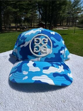 NEW G/Fore Blue Camo Performance Tech Hat Golf Snapback Cap Circle Gs White Logo